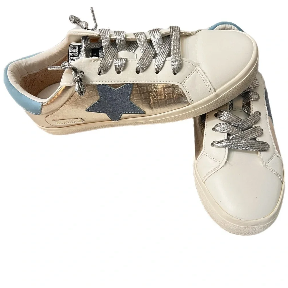 Vintage Havana  Bianca Sneaker In Nude Croco/ White